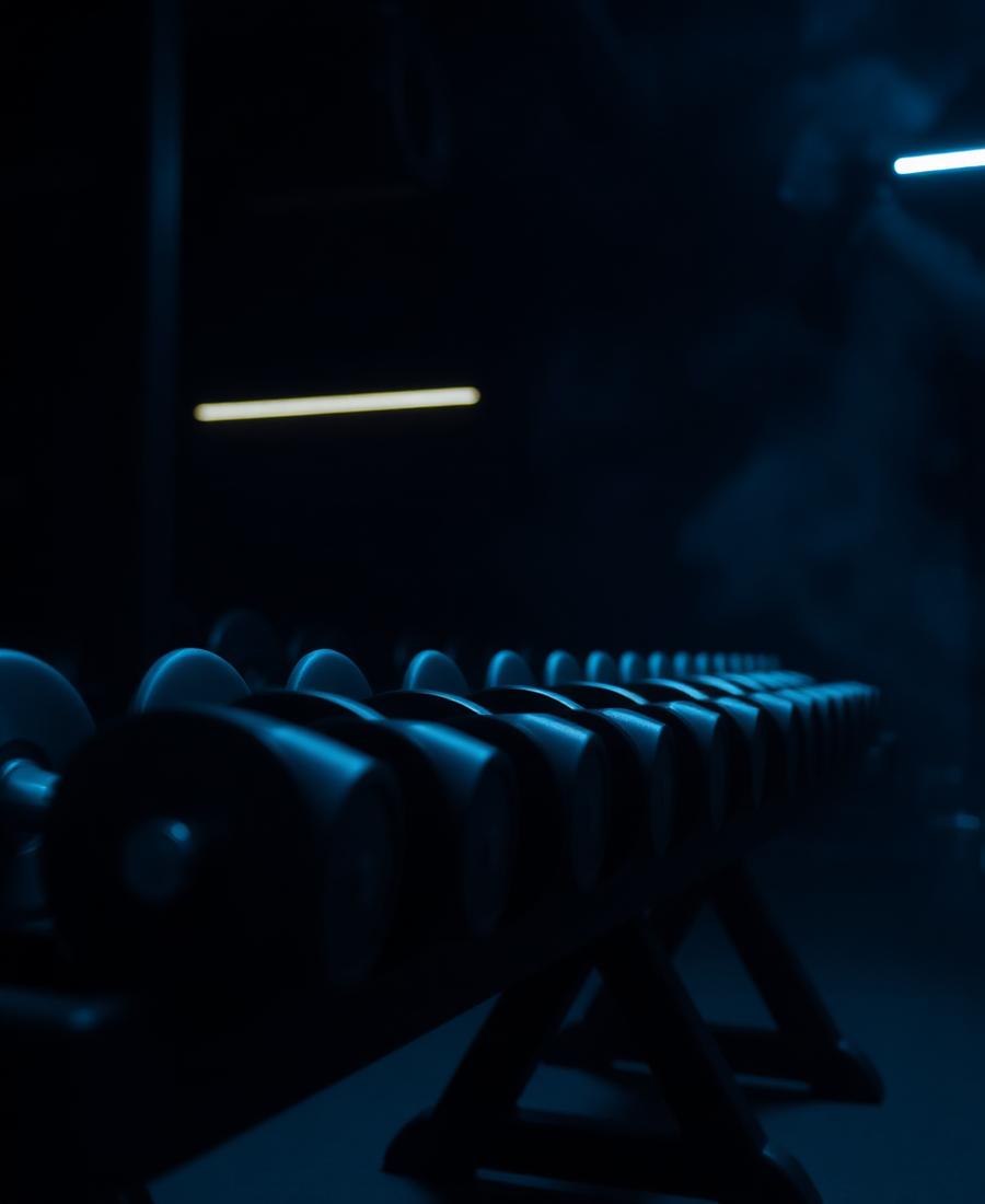 Dumbbells in a dark training space